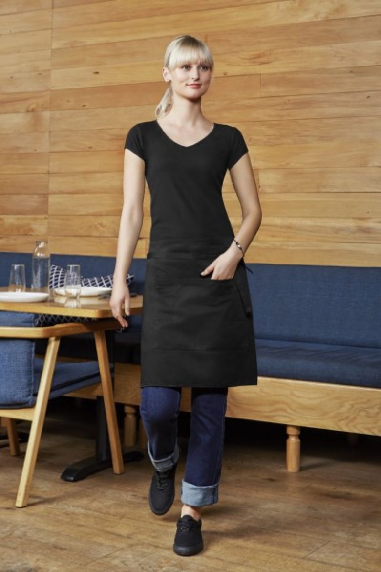 Picture of Biz Collection Black Short Waisted Apron 65% polyester 35% cotton twill 86cm X 50cm