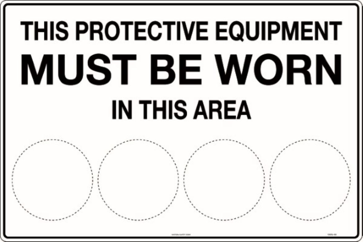 Picture of 900x600mm - Metal - This Protective Equipment Must be Worn in This Area (blank)