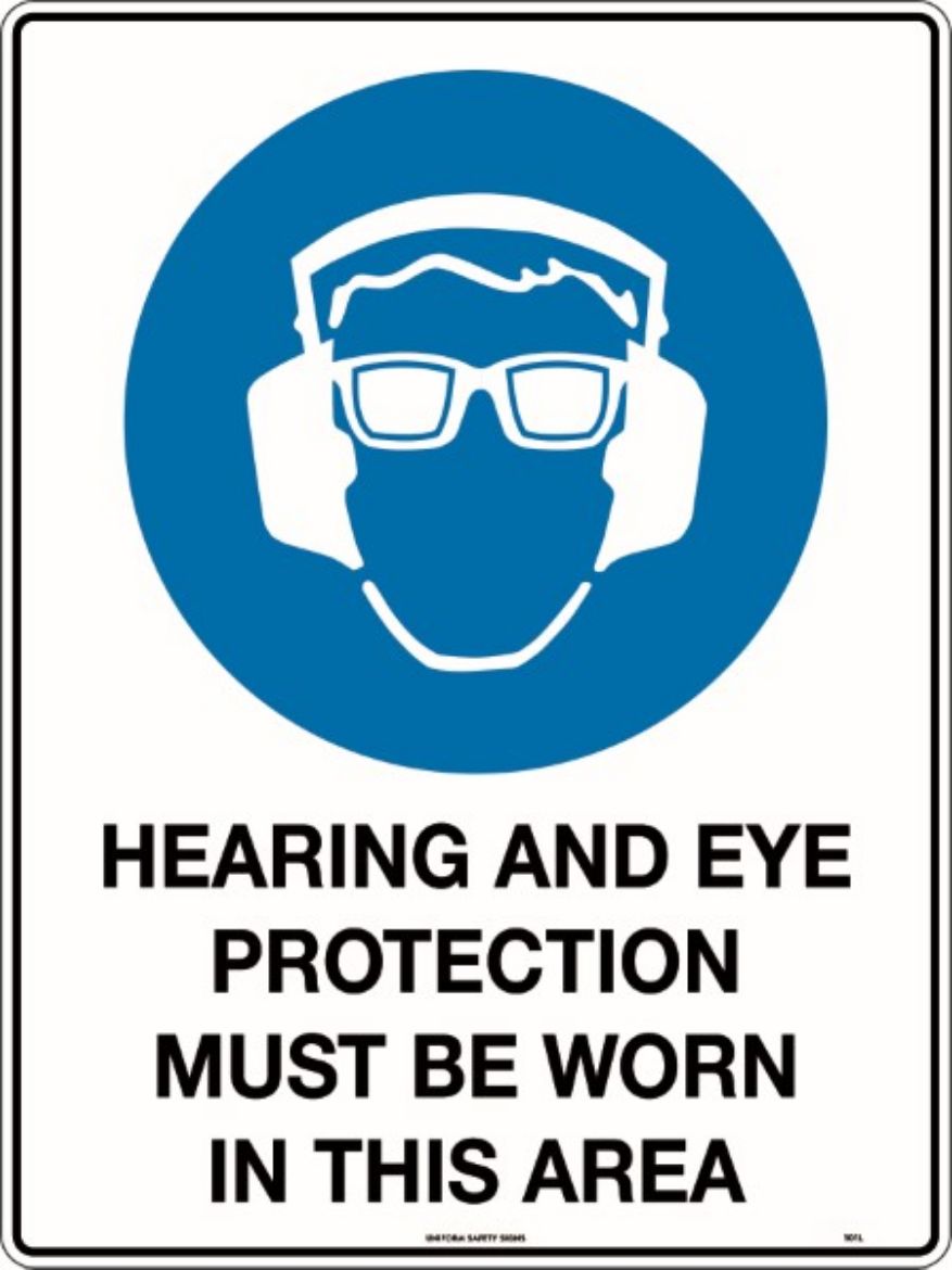 Picture of 600x450mm - Poly - Hearing and Eye Protection Must be Worn in This Area
