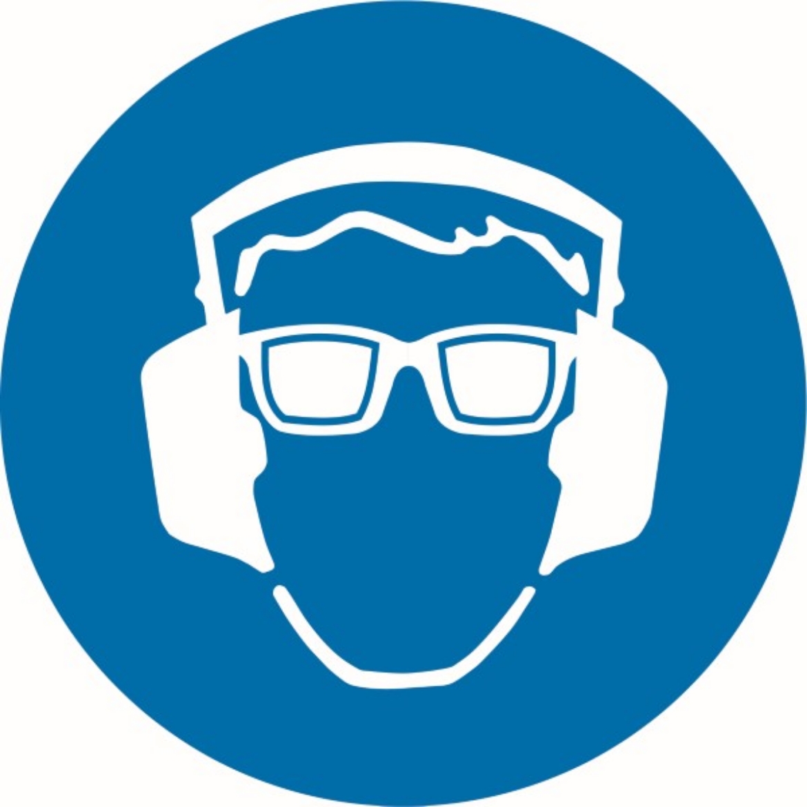 Picture of 50mm Disc - Self Adhesive - Sheet of 12 - Hearing and Eye Protection Pictogram