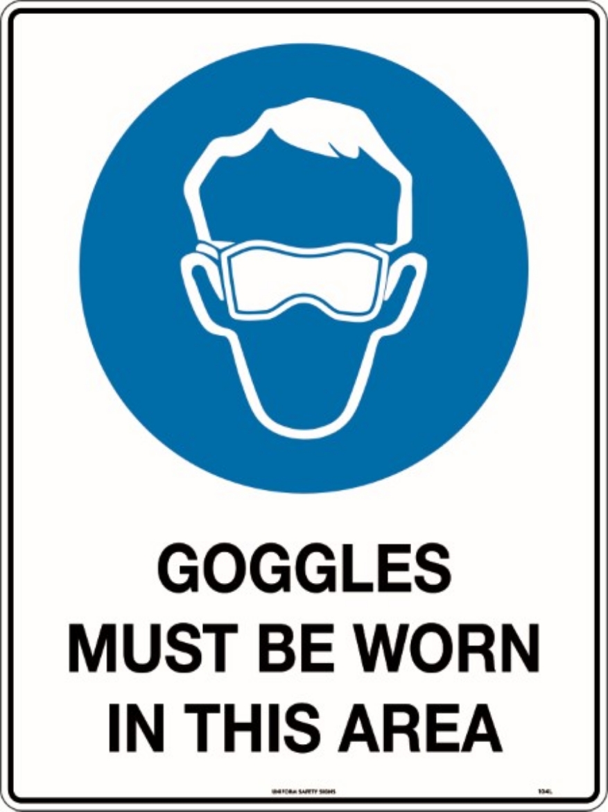 Picture of 240x180mm - Self Adhesive - Goggles Must Be Worn in This Area