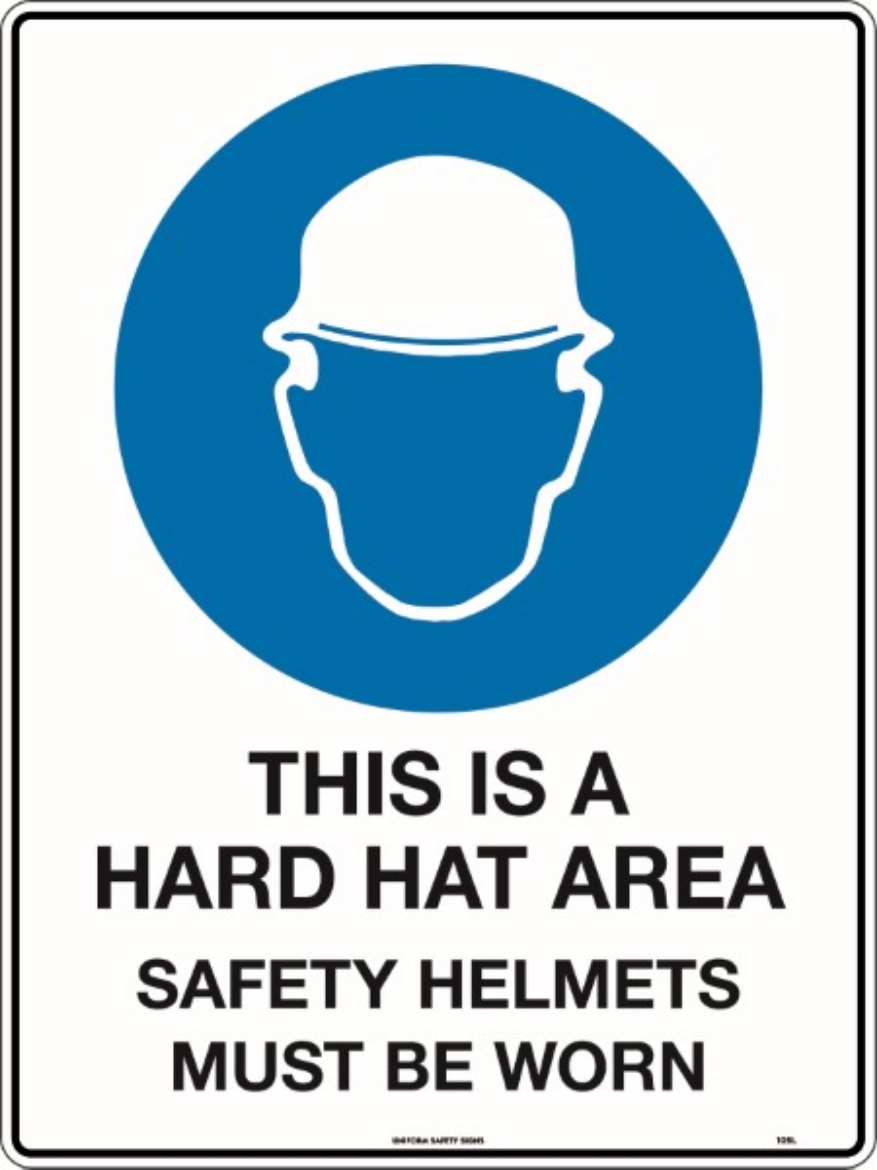 Picture of 600x450mm - Poly - This is a Hard Hat Area Safety Helmets Must be Worn