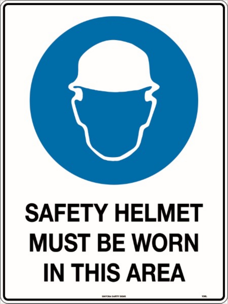 Picture of 300x225mm - Poly - Safety Helmet Must be Worn in This Area