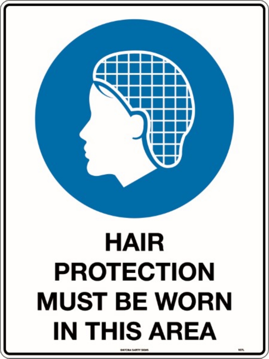 Picture of 300x225mm - Metal - Hair Protection Must be Worn in This Area