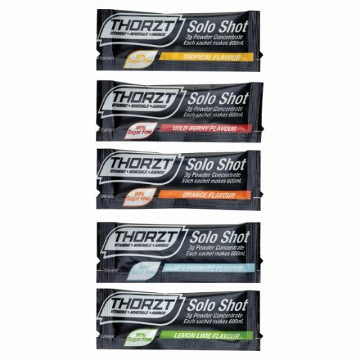 Picture of Thorzt Electrolyte Thirst Aid 4g Sugar Free Solo Shot Sachet - Makes 600ml 5 Mixed Fruit Flavours
