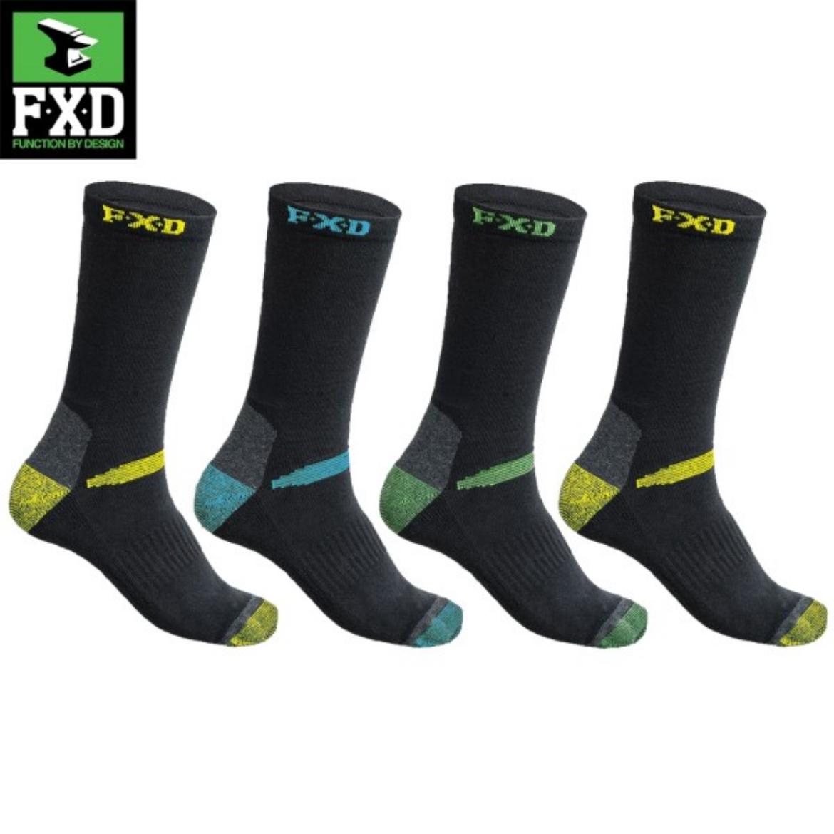 Picture of F.X.D Socks 4 Pack Black One Size 7/12