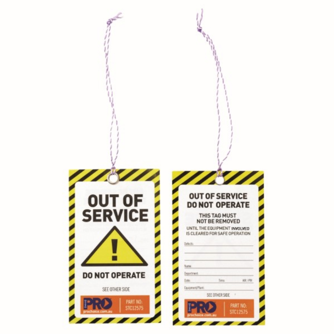 Picture of Safety Tags Out of Service Do Not Operate Tag Non Tear Pack 100