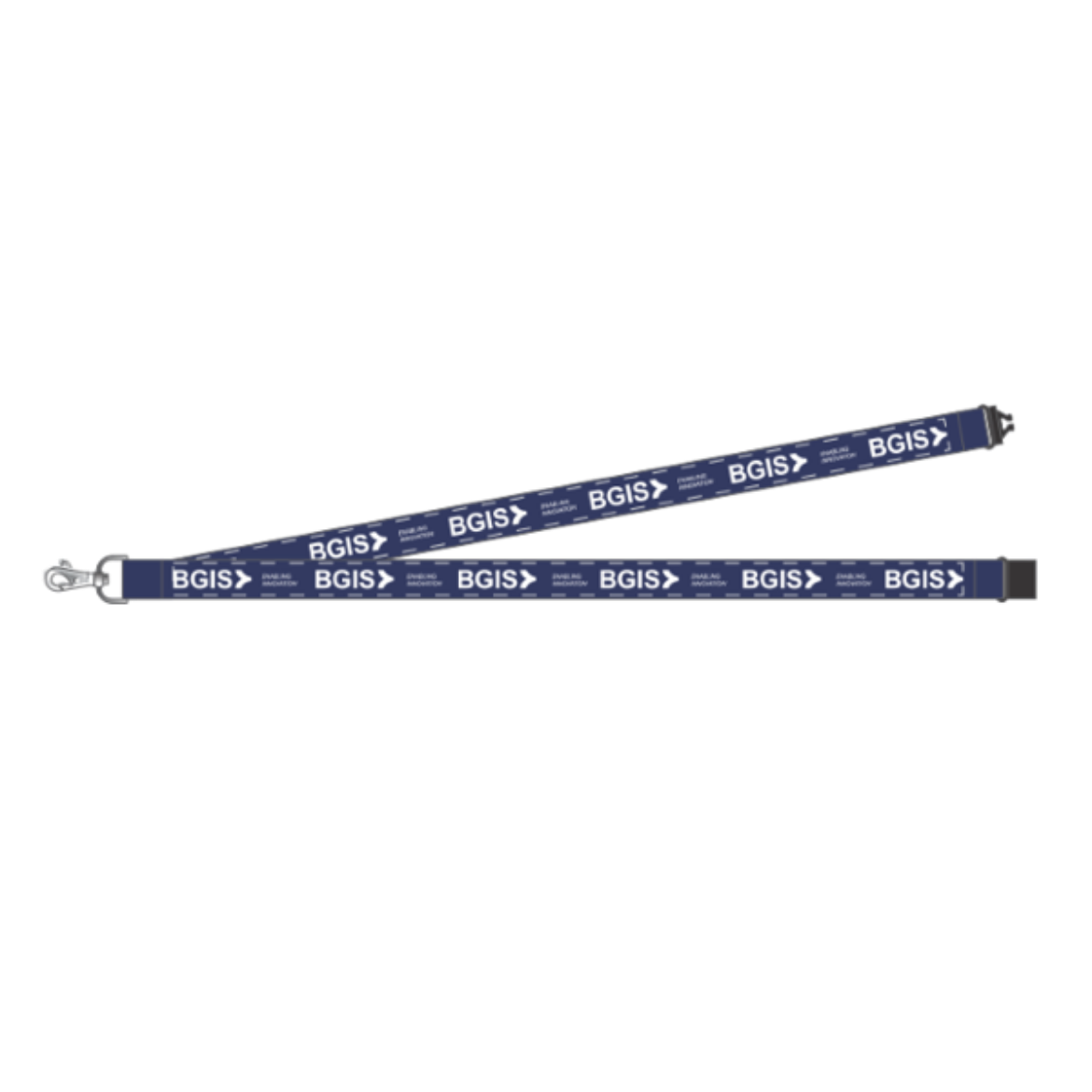 Picture of Jacquard Lanyard Including BGIS Logo White Woven into Fabric 1 Colour on Blue Lanyard