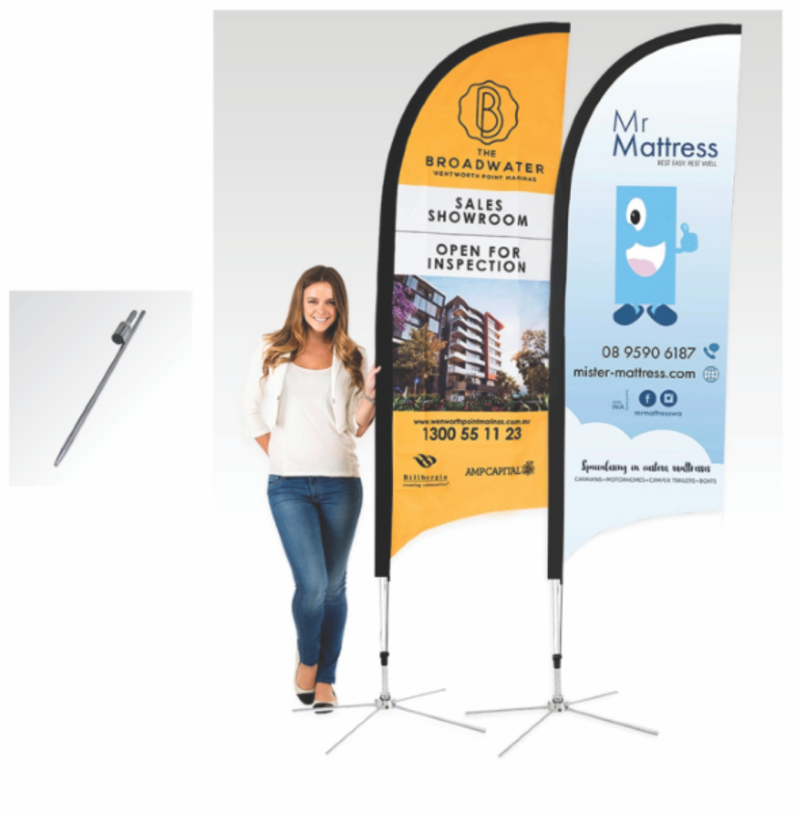 Picture of Bow Banner Large 4000mm H Ground Spike Printed Double Sided