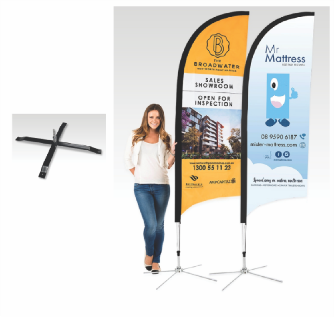 Picture of Bow Banner Medium 3000mm H Cross Base Printed Double Sided