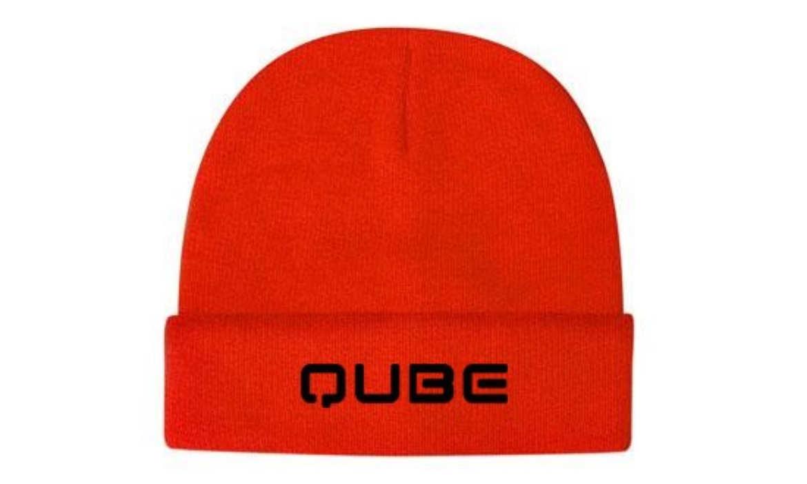 Picture of Beanie Luminescent Safety Acrylic Hi Vis Orange Including Qube Embroided Logo