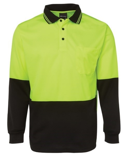 Picture of JB's Hi Vis Traditional Polo Shirt Long Sleeve 100% Polyester 2 Tone