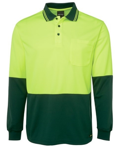 Picture of JB's Hi Vis Traditional Polo Shirt Long Sleeve 100% Polyester 2 Tone