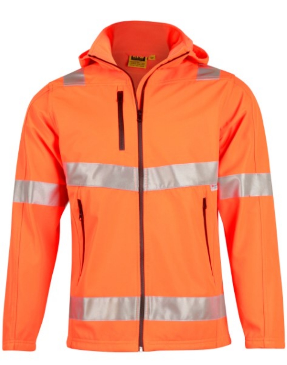 Picture of AIW Mens Hi-Vis Soft Shell Hooded Jacket with Reflective Tape