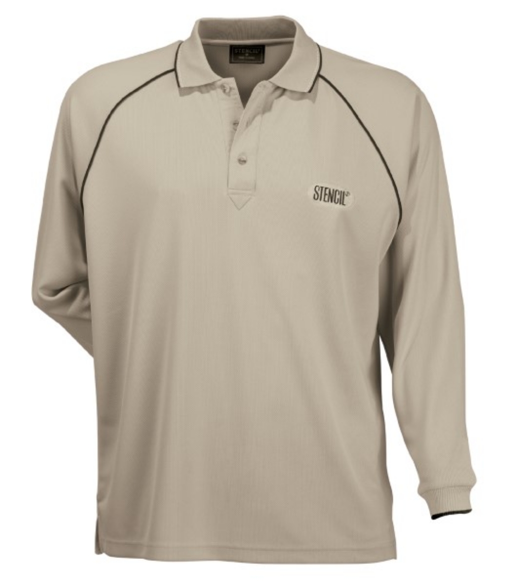 Picture of Stencil Mens Cool Dry Polo Shirt Long Sleeve