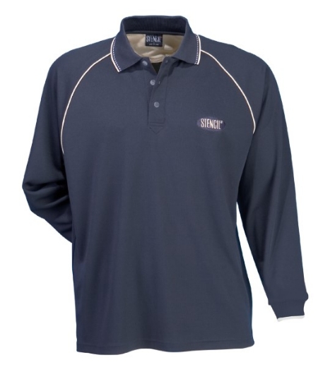 Picture of Stencil Mens Cool Dry Polo Shirt Long Sleeve