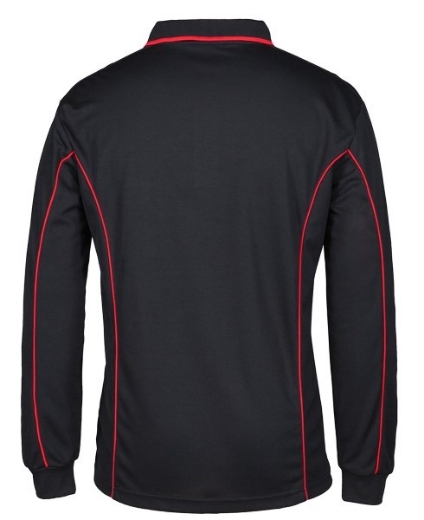 Picture of Podium Mens Piping Polo Shirt 100% Polyester Pique Knit Long Sleeve
