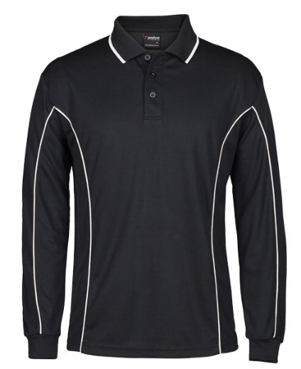 Picture of Podium Mens Piping Polo Shirt 100% Polyester Pique Knit Long Sleeve