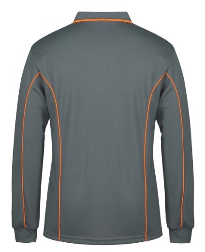 Picture of Podium Mens Piping Polo Shirt 100% Polyester Pique Knit Long Sleeve