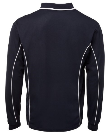 Picture of Podium Mens Piping Polo Shirt 100% Polyester Pique Knit Long Sleeve