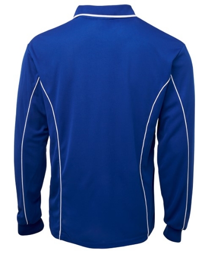 Picture of Podium Mens Piping Polo Shirt 100% Polyester Pique Knit Long Sleeve