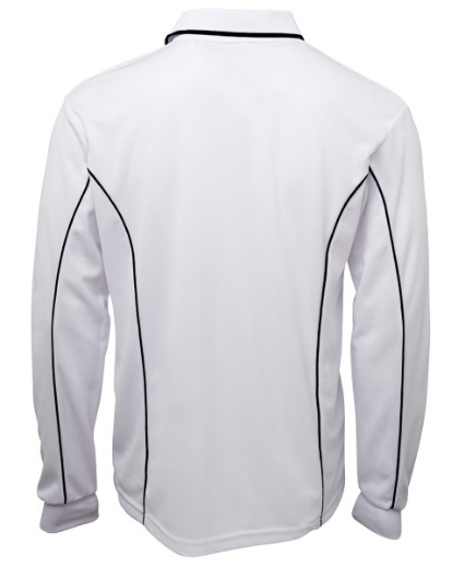 Picture of Podium Mens Piping Polo Shirt 100% Polyester Pique Knit Long Sleeve