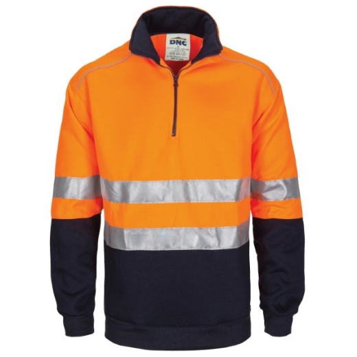 Picture of DNC Fleecy 1/2 Zip Jumper Reflective Piping Polyester/Cotton with 2 Hoop Reflective Tape