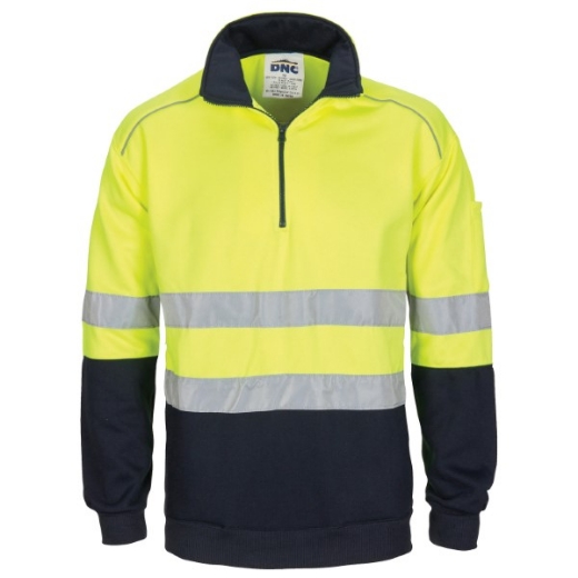 Picture of DNC Fleecy 1/2 Zip Jumper Reflective Piping Polyester/Cotton with 2 Hoop Reflective Tape
