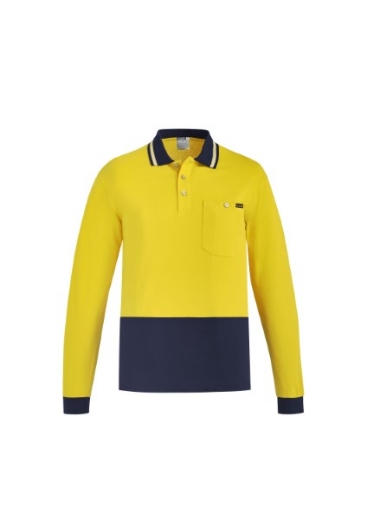 Picture of Syzmik Mens Hi-Vis Polo Shirt 100% Cotton Long Sleeve