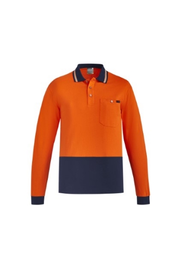 Picture of Syzmik Mens Hi-Vis Polo Shirt 100% Cotton Long Sleeve