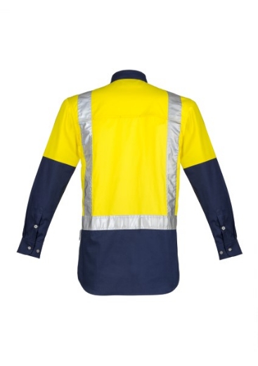 Picture of Syzmik Mens Shirt Mid Weight Hi Vis H Pattern Taped Shirt