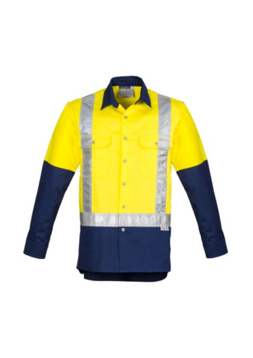 Picture of Syzmik Mens Shirt Mid Weight Hi Vis H Pattern Taped Shirt