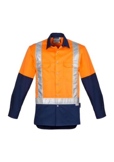 Picture of Syzmik Mens Shirt Mid Weight Hi Vis H Pattern Taped Shirt
