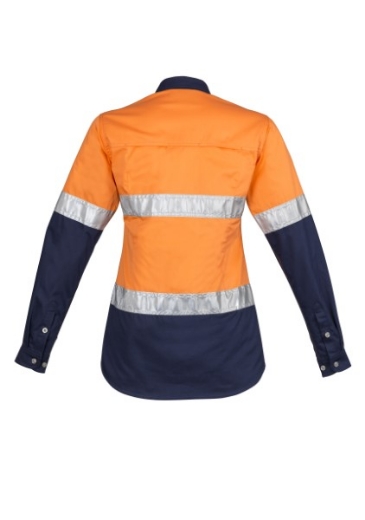 Picture of Syzmik Ladies Cotton Drill Shirt with Reflective Tape Long Sleeve