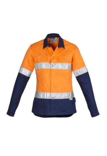Picture of Syzmik Ladies Cotton Drill Shirt with Reflective Tape Long Sleeve