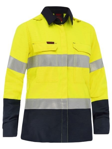 Picture of Bisley Ladies Apex 185 Hi Vis Ripstop Vented FR Shirt PPE2 ATPV 8.5