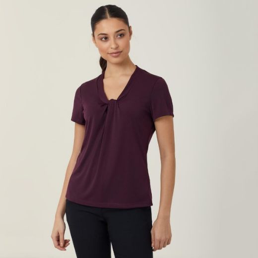 Picture of NNT Ladies Matt Jersey Twist Neck Short Sleeve Top