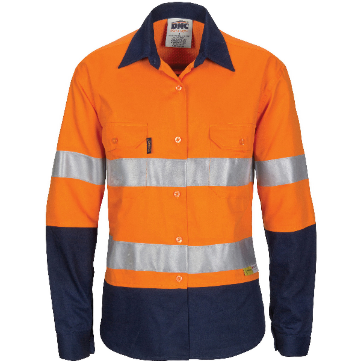 Picture of DNC Ladies Lightweight 3 Way Cool-Breeze Cotton Drill Shirt Long Sleeve RT1 Reflective Tape 2 Tone