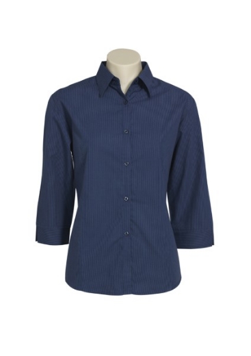 Picture of Biz Collection Ladies Micro Check Shirt 3/4 Sleeve 50% Cotton 50% Polyester