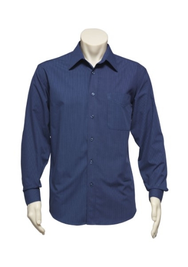 Picture of Biz Collection Mens Micro Check Shirt Long Sleeve 50% Cotton 50% Polyester