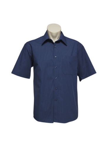 Picture of Biz Collection Mens Micro Check Shirt Short Sleeve 50% Cotton 50% Polyester