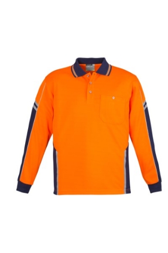 Picture of Syzmik Mens Squad Polo Shirt 100% Polyester Long Sleeve