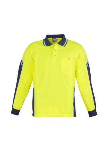 Picture of Syzmik Mens Squad Polo Shirt 100% Polyester Long Sleeve
