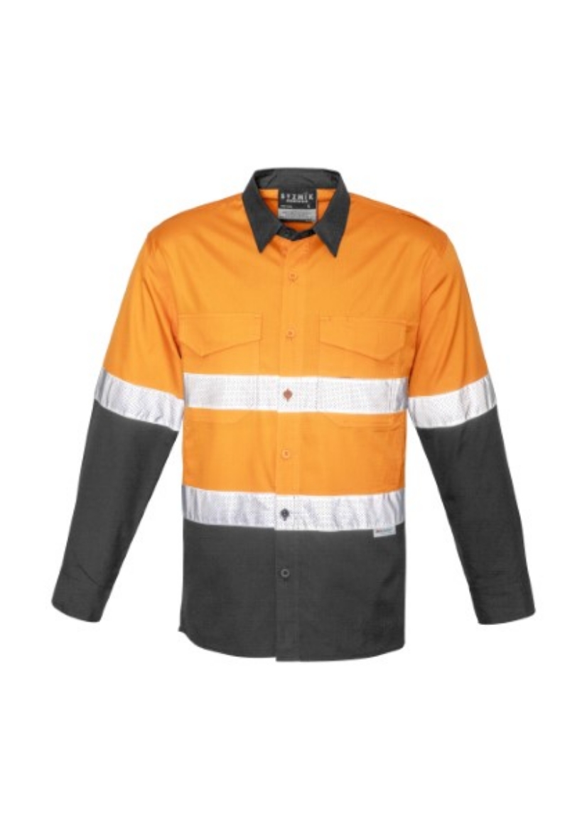 Picture of Syzmik Mens Hi Vis Spliced Rugged Shirt With 2 Ring Reflective Tape Long Sleeve