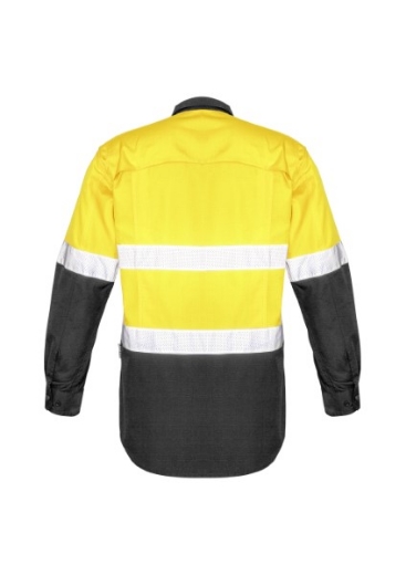 Picture of Syzmik Mens Hi Vis Spliced Rugged Shirt With 2 Ring Reflective Tape Long Sleeve