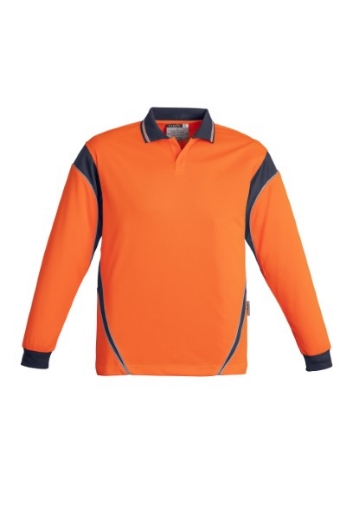 Picture of Syzmik Mens Aztec Hi Vis Polo Shirt 100% Polyester Long Sleeve
