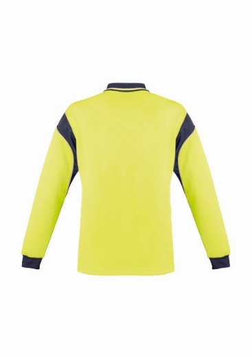 Picture of Syzmik Mens Aztec Hi Vis Polo Shirt 100% Polyester Long Sleeve