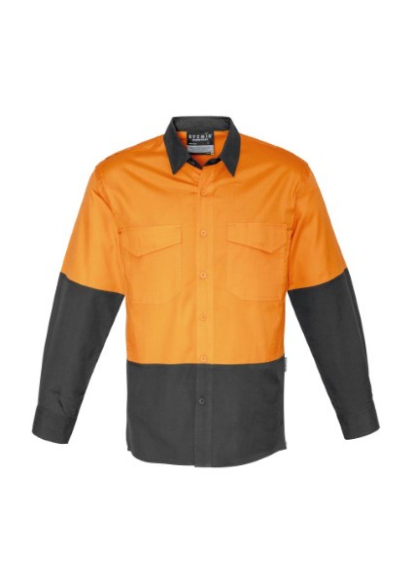 Picture of Syzmik Mens Hi Vis Spliced Rugged Shirt Long Sleeve