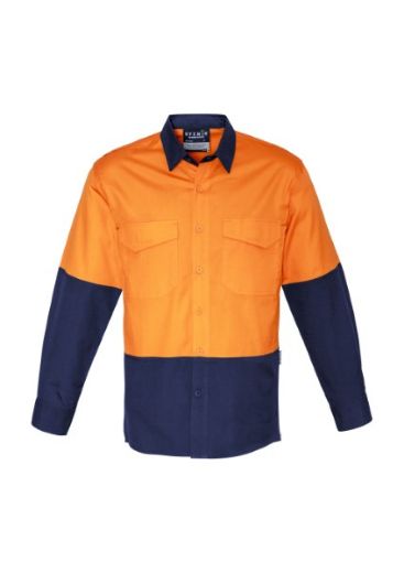 Picture of Syzmik Mens Hi Vis Spliced Rugged Shirt Long Sleeve