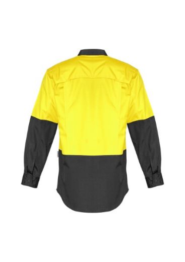 Picture of Syzmik Mens Hi Vis Spliced Rugged Shirt Long Sleeve